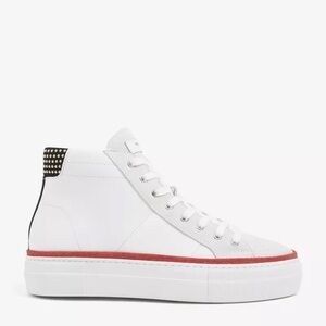 The Kooples Stud-embellished leather and suede high-top trainers